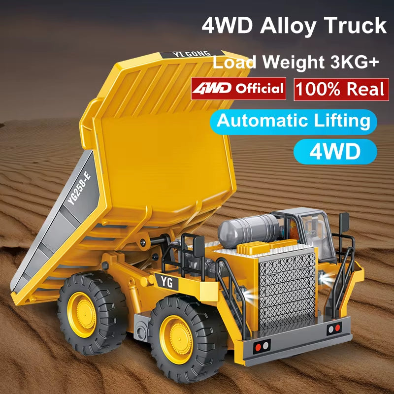 Remote Control Excavator Dump Truck Crawler Bulldozer RC Model Car Toy Alloy Simulation Construction Vehicle Gifts for Kids