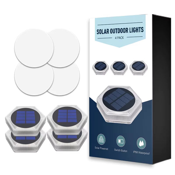 4 Pcs Solar Deck Lights LED Outdoor Lighting Garden Step Waterproof for Stairs Patio Pathway Yard Fence Wall Lamp