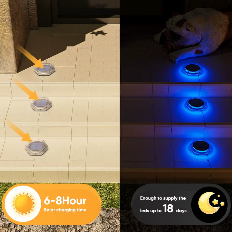 4 Pcs Solar Deck Lights LED Outdoor Lighting Garden Step Waterproof for Stairs Patio Pathway Yard Fence Wall Lamp