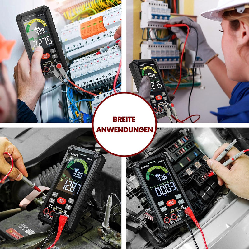 KAIWEETS Multimeter Mit 10000 Zählungen, Wiederaufladbares Digitalmultimeter Mit True RMS Auto-Range, Intelligentes Strommessgerät Misst Spannung, Strom, Widerstand, Durchgang, Frequenz KM601S