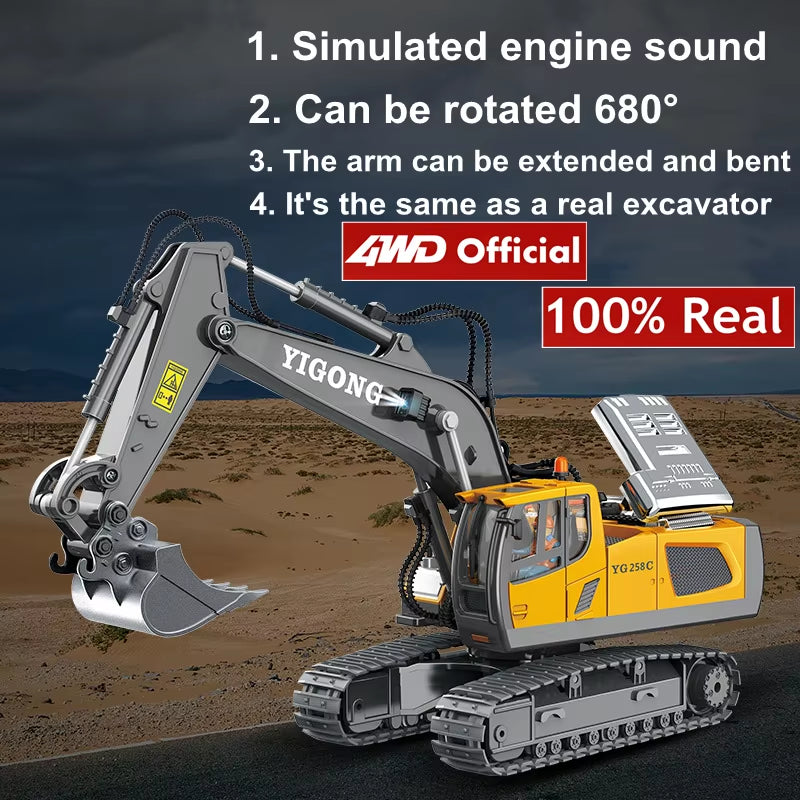 Remote Control Excavator Dump Truck Crawler Bulldozer RC Model Car Toy Alloy Simulation Construction Vehicle Gifts for Kids
