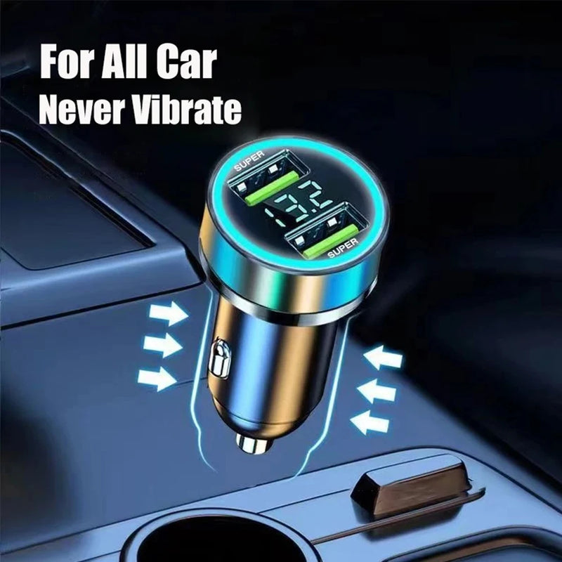240W Car Charger Dual USB Ports 120W Super Fast Charging with Digital Display Quick Charging Adapter for Iphone Samsung Xiaomi