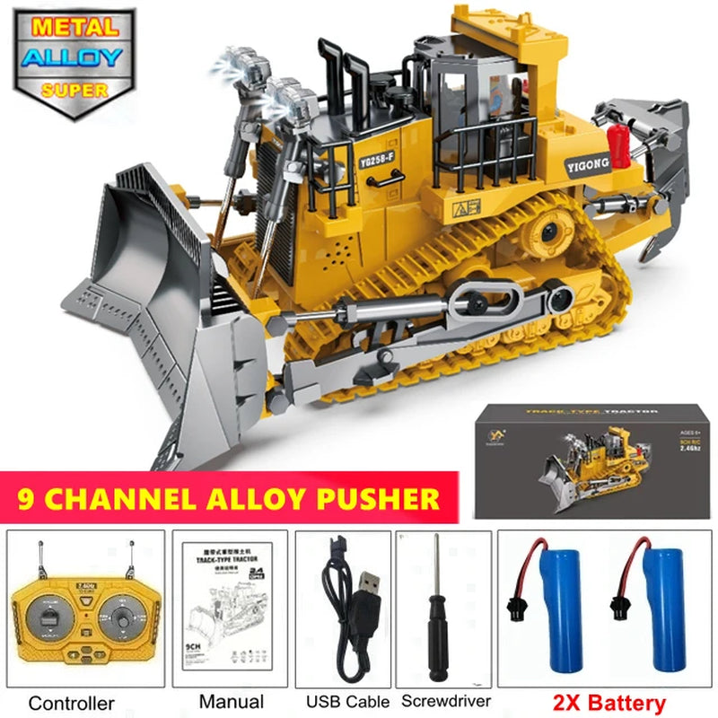 Remote Control Excavator Dump Truck Crawler Bulldozer RC Model Car Toy Alloy Simulation Construction Vehicle Gifts for Kids