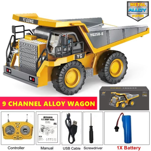 Remote Control Excavator Dump Truck Crawler Bulldozer RC Model Car Toy Alloy Simulation Construction Vehicle Gifts for Kids