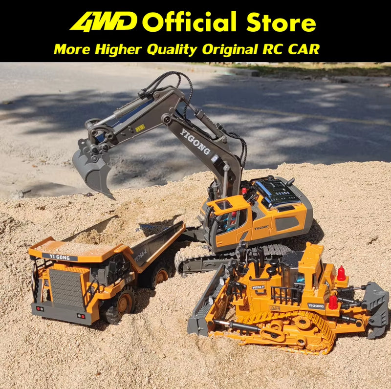 Remote Control Excavator Dump Truck Crawler Bulldozer RC Model Car Toy Alloy Simulation Construction Vehicle Gifts for Kids