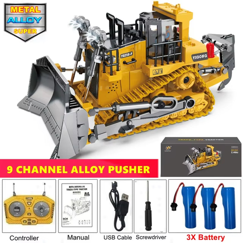 Remote Control Excavator Dump Truck Crawler Bulldozer RC Model Car Toy Alloy Simulation Construction Vehicle Gifts for Kids