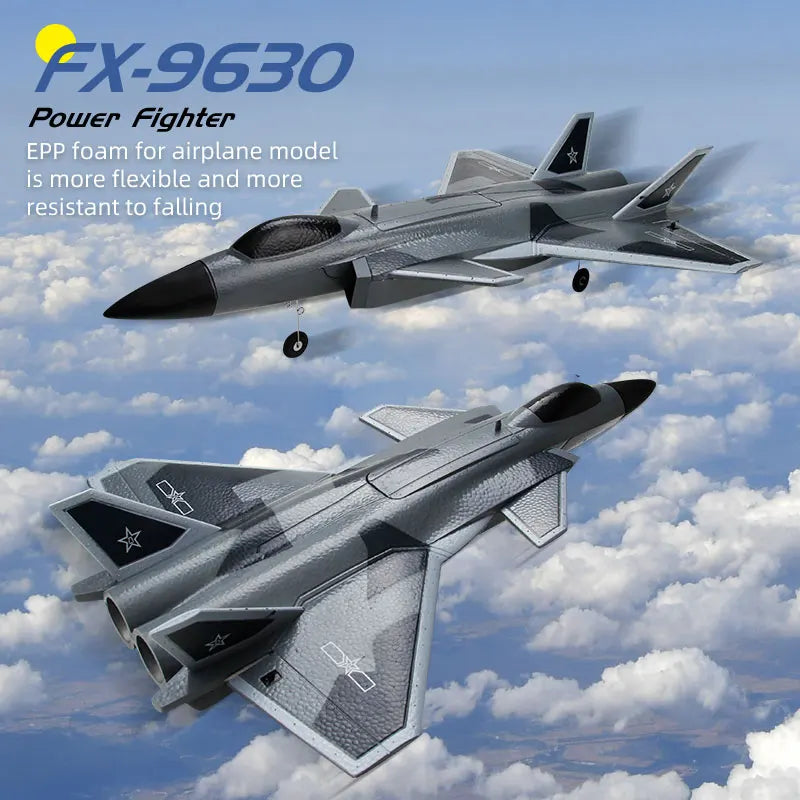 FX9630 RC Plane J20 Fighter Remote Control Airplane Anti-Collision Soft Rubber Head Glider with Culvert Design Aircraft RC Toys